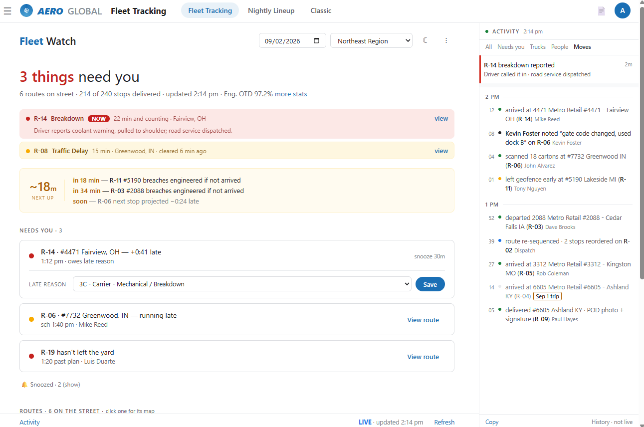 iTrack live network overview